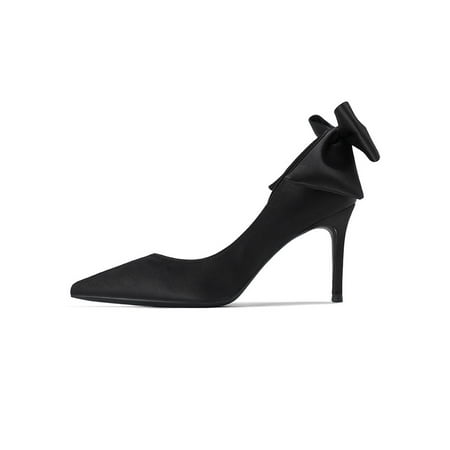 

Tenmix Womens Dress Shoes Slip On Stiletto Heels Pointed Toe Pumps D Orsay Women Lightweight Fashion Black 8cm 8.5