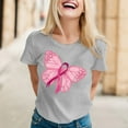 thumbnail image 2 of Hauts d'Été pour Femmes Rose Mode Imprimé Manches Courtes Col Rond Blouse Chemises Décontractées pour Femmes Gris m, 2 of 4