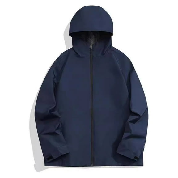 Efngkp Men's Outdoor Softshell Jackets Casual Rainproof Sunscreen Thin Long Sleeved Zipper Hooded Jacket Solid Color Loose fit Casual Windproof Jacket