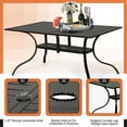 thumbnail image 4 of SOLAURA Outdoor Patio Dining Rectangle Metal Table for 6-Person with Umbrella Hole, Black, 4 of 7