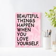 thumbnail image 3 of Beautiful Things Happen When You Love Yourself Canvas Wall Art,Pink Girls Inspirational Cavnas Artwork Picture Poster Decor for Home Bedroom Girl Room Office,12 x 15 Inch, 3 of 6