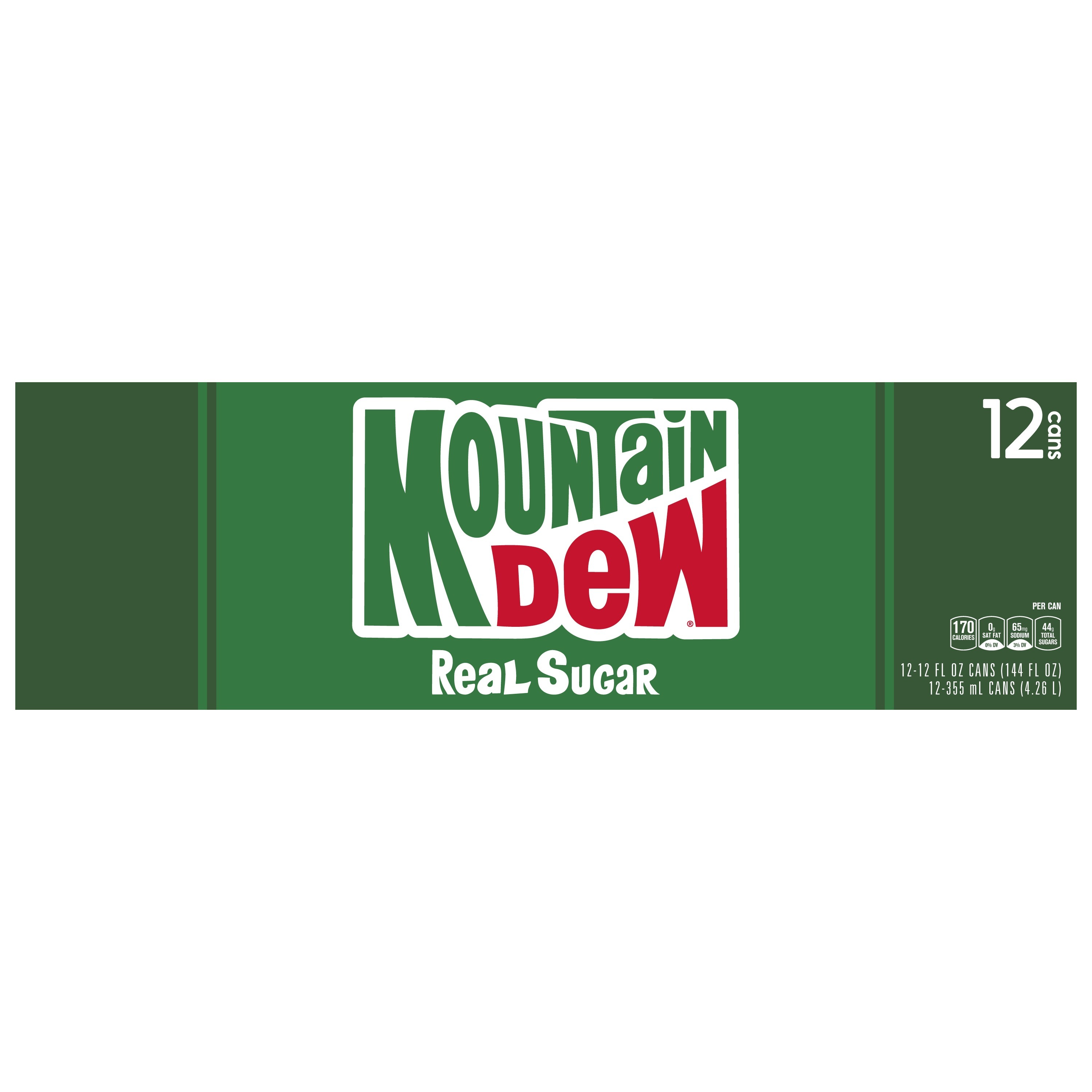 Mountain Dew Throwback with Real Sugar Soda Pop, 12 fl oz, 12 Pack Cans - image 4 of 5