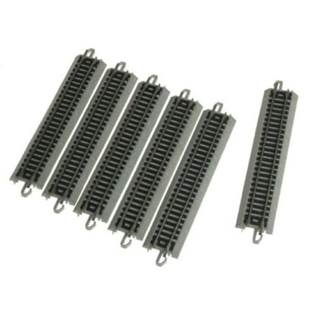 Bachmann 5 Inch Straight Track (6/Card) - N Scale, Nickel silver rail with Gray roadbed By Bachmann