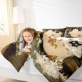 thumbnail image 3 of Feelyou Cute Bathtub Ghost Twin Comforter Sets, Boho Floral Black Cat Bedding Set, Dark Green, Halloween Reversible, 2-Piece, 1 Comforter and 2 Pillowcases, 3 of 7