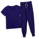 thumbnail image 1 of Conjunto de uniforme para mujer, traje cómodo, sencillo, con múltiples bolsillos, ligero, escote en V, duradero, informal, pantalones de , Azul profundo S Salvador Blusa y pantalones médicos, 1 of 10
