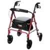 Carex Aluminum Rolling Walker Rollator with 8" Wheel for Seniors, 250 lb Weight Capacity, Burgundy