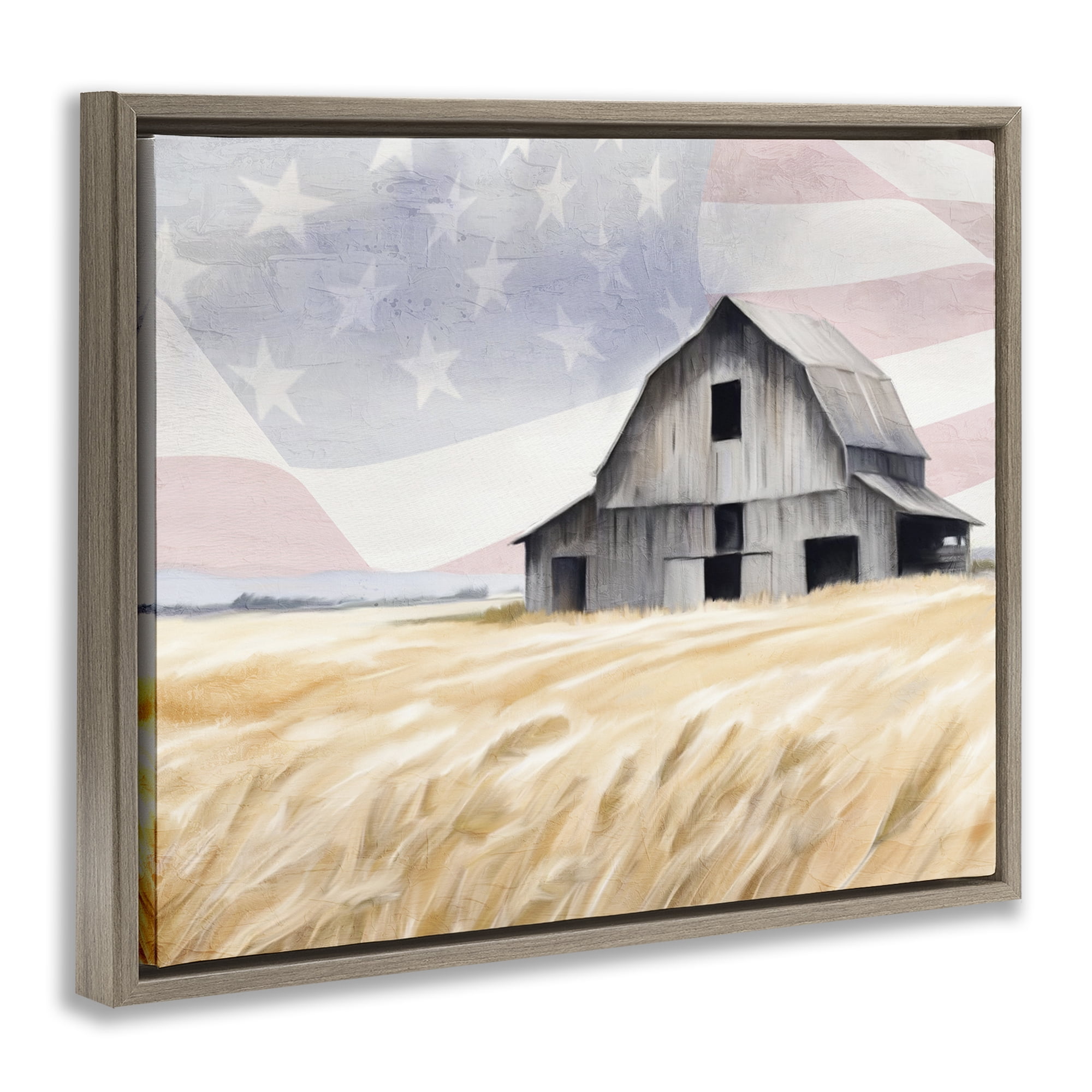 Stupell Industries Amber Waves of Farmland Brown Framed Floater Canvas Wall Art, design by Kim Allen