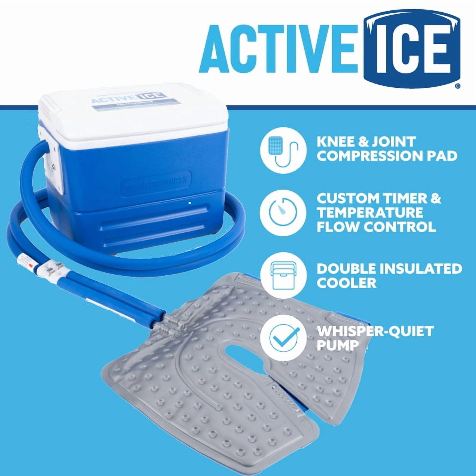 polar products active ice 3.0 knee & joint cold therapy system with digital timer includes knee bladder, 9 quart cooler
