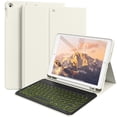thumbnail image 1 of Funda de teclado BQDIYOO para iPad 9ª, 8ª y 7ª generación de 10,2 pulgadas, color blanco crema, 1 of 8