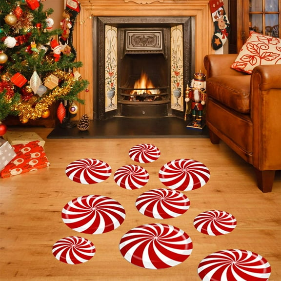 12Pcs Floor Wall Stickers Removable Candy Decals Christmas Decor