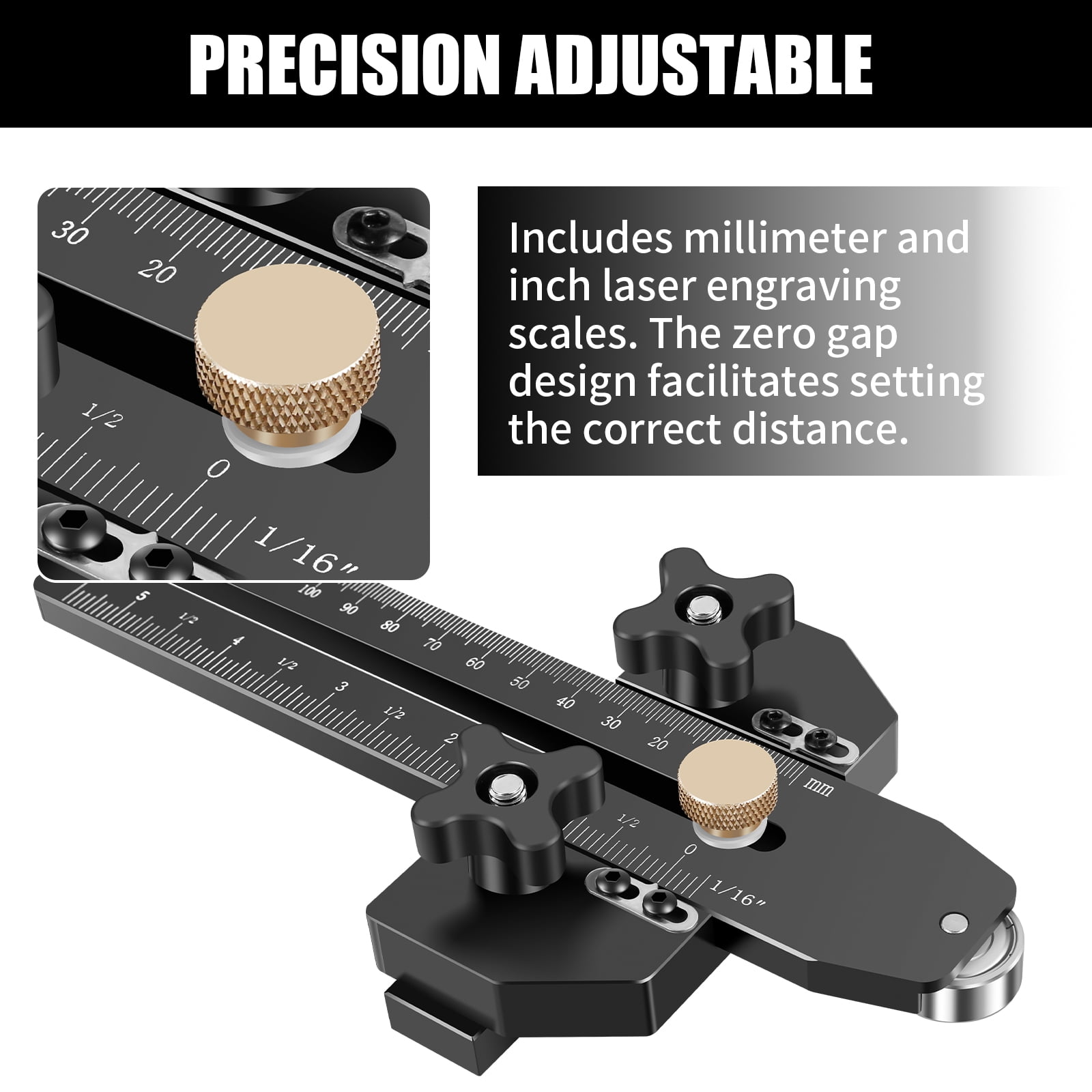 FUYGRCJ Table Saw Thin Rip Jig Guide Metal Woodworking Thin Ripping Guide Adjustable Narrow Thin Strip Repetitive Cutting Guide Safe and Fast Band Saw Jig for 3/8inch x 3/4inch T Slot