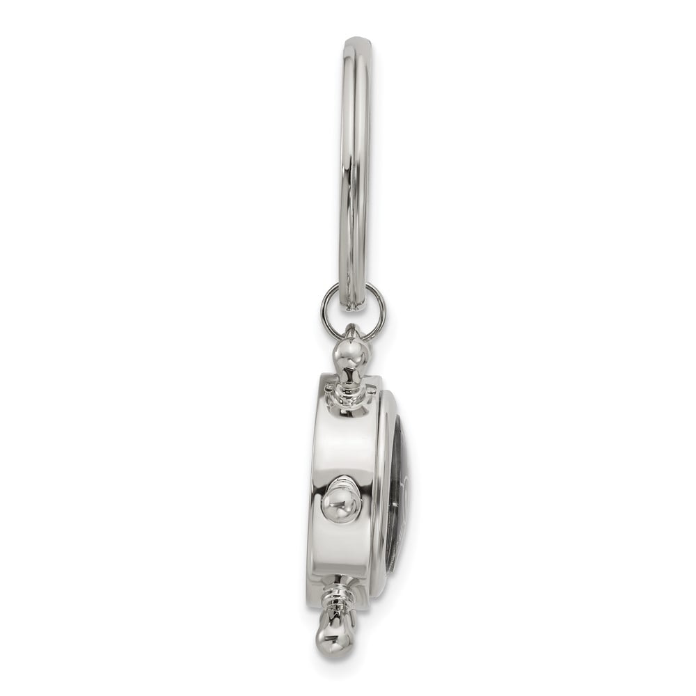 Bey-Berk International BB210 Nickel Plated Key Ring with Compass & Ships Wheel Design, Silver