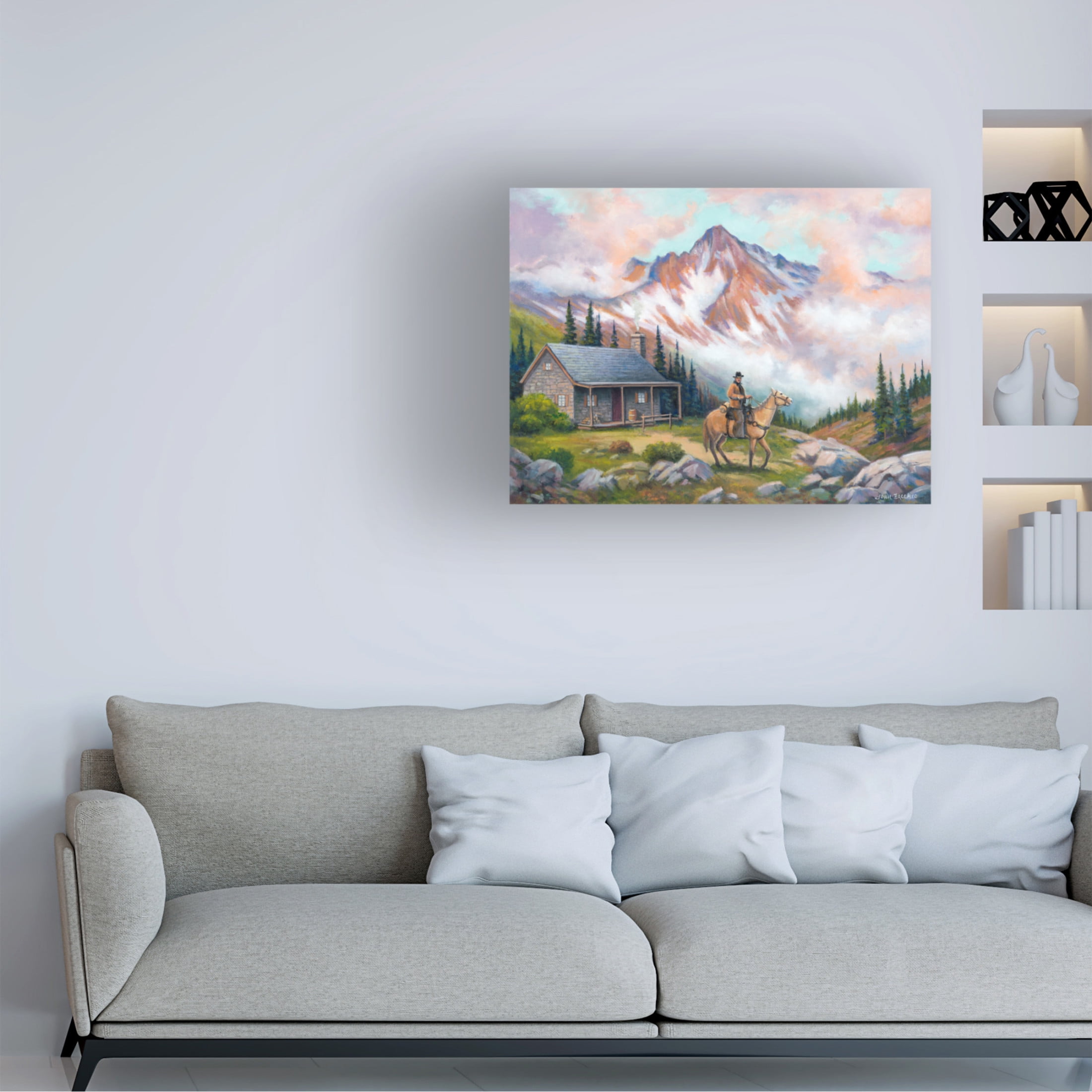 Canvas Wall Art - John Zaccheo 'Country Cabin' Wall Art for Living Room, Bedroom, or Office Décor by Trademark Fine Art - 47 x 35 Inches