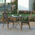 thumbnail image 3 of Emma + Oliver Set of Two Indoor/Outdoor Stacking Thonet Bistro Style Chairs with Black & White PE Rattan Seat and Natural Finished Metal Frame, 3 of 15