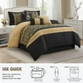 thumbnail image 5 of Lanco Black Gold Comforter Set King Size, 7 Piece, Jacquard Home Decor, Matcking Bed Skirt, Pillows & Shams, All Season Bedding Set, 5 of 7