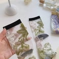 thumbnail image 2 of Vintage Sheer Socks,Summer Transparent Flower Ankle Socks,Thin Mesh Lace Elastic Jacquard Glass Silk Socks, 2 of 7