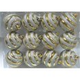 thumbnail image 1 of Ornement de Boule d'Or avec la Conception de Ligne de Paillettes d'Argent & 44; Pack de 12, 1 of 1