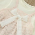 thumbnail image 4 of Sngxgn Girls Long Sleeve Backless Lace Flower Square Neck Tiered Ruffle Swing Party Dress(Pink,110), 4 of 7