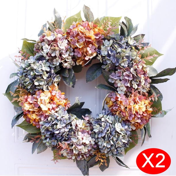 2x de Artificiales 22 " forma forma forma Grande para Puerta Dentera Wall Colco corona de hortensias de puerta principal