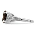 thumbnail image 3 of Sterling Silver Rhodium Oval Smoky Quartz & Diamond Ring, 3 of 5