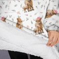 thumbnail image 3 of Oversized Wearable Blanket Hoodie,White Highland Cow Floral Pattern Sherpa Blanket Hoodie with Super Pockets,Super Warm Fuzzy Pullover for Women & Men, 3 of 6
