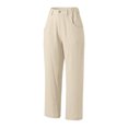 thumbnail image 2 of Gubotare Women Pants Casual Summer Pants for Women High Waist, High Waist Long Straight Leg Pants (Beige,S), 2 of 5