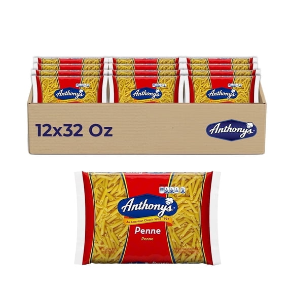 Anthony’s Penne Rigatoni Pasta, 12-Pack (32 oz Each), Pasta for Baked Ziti, Pasta Salads & Hearty Sauces