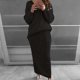 thumbnail image 5 of Vestido de punto, traje de dos piezas, suéter y falda de punto midi, conjunto de 2 piezas ajustado, vestido midi, vestido de suéter de cuello alto, conjunto de vestido de punto, vestido, 5 of 5
