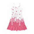 thumbnail image 3 of Uourmeti Starry Ice Cream Print Girls Summer Sundress Soft Spaghetti Straps Casual A Line Swing Dress 13-14T Toddler Kids Cami Tiered Dress, 3 of 6