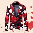 thumbnail image 2 of Toimothcn Men's Suit Jackets Romantic Valentine Day Love Heart Printed Blazers Oversized Warm Slim Fit One Button Funny Festival Performance Suit Jacket Comfy Mens Dailywear, 2 of 5