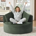 thumbnail image 5 of Muumblus 48.8" Oversized Accent Barrel Chair, Fluffy Round Lazy Sofa Chair for Adults, No Assembly Required, Green Corduroy, 5 of 9