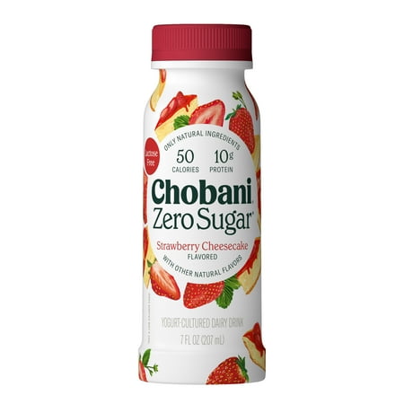 Chobani Zero Sugar Yogurt-Cultured Dairy Drink Strawberry Cheesecake 7 fl oz Bottle