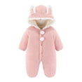 thumbnail image 1 of Verugu Cute Baby Boys Girls Snowsuit Jackets Winter Ears Hooded Footie Cotton Romper Jumpsuits New Born Baby Infant Winter Warm Thicken Coat Snow Outwear Jumpsuits Pink, 9-12 Months, 1 of 2
