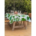 thumbnail image 2 of Outdoor Tablecloth with Umbrella Hole and Zipper, St. Patrick's Day Rectangle Table Cloth 60x102 Inch Waterproof Tablecloth, Spring Lucky Green Shamrock Cloud Blue Picnic Table Cover for Patio, 2 of 7