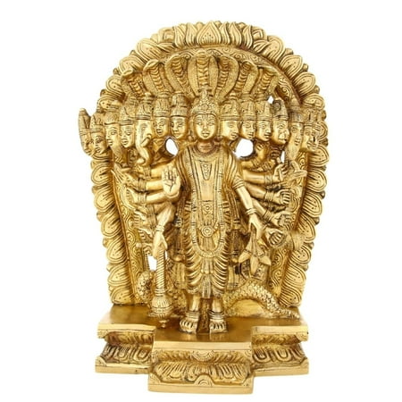 Brass World Large Vishnu Krishna Astadhatu (8 Metals) Idol Virat Roop God Statue Brass Sculpture Diwali Decor Gift 11.5 Inches Weight 6 Kg