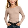 thumbnail image 2 of Bixock Toddler Girls Long Sleeve Shirts,Kids Crewneck Pullover Tops Solid Color Ribbed Knit Layering Top Girls Shirt for Everyday Casual Out Girls Clothings, 2 of 7