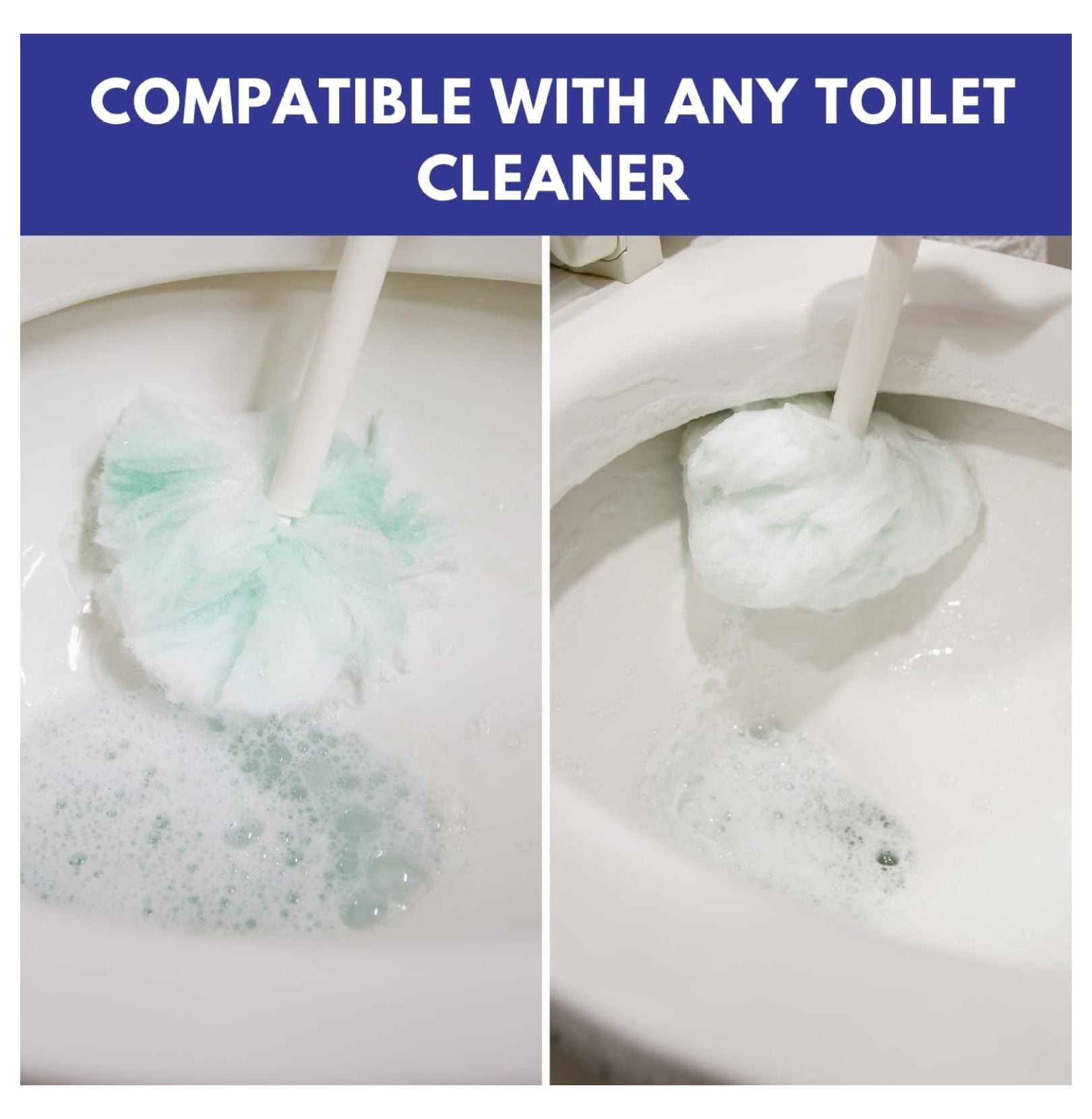 Johnny Mop | Set of 2 Toilet Brushes | 14" Handle to Easily Clean Toilet or Shower | Scratch Free Bowl Swab | Safe to Use with Your Favorite Toilet Bowl Cleaner