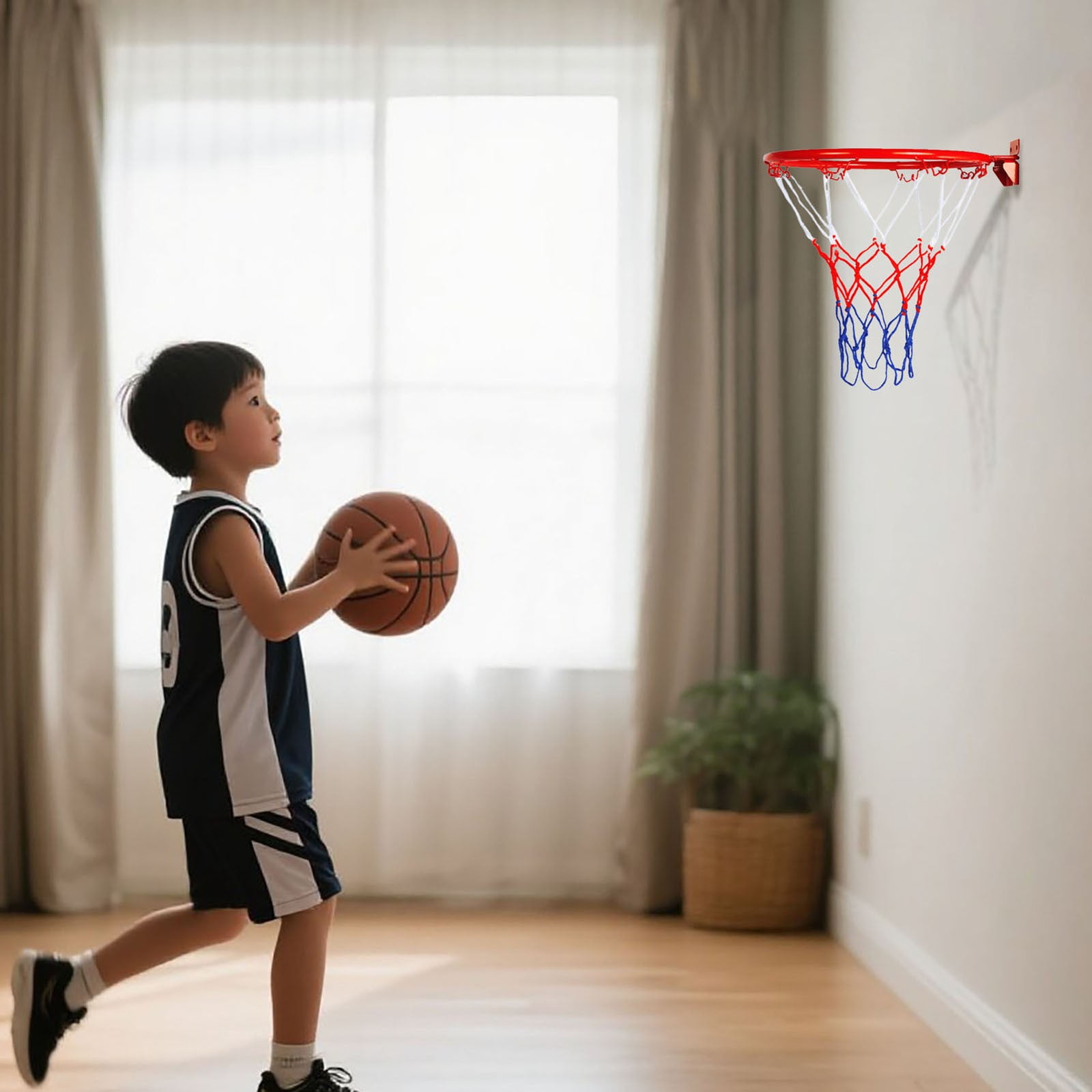 Heavy Duty Steel Replacement Basketball Rim and Net Portable Weather System for Indoor Outdoor Use
