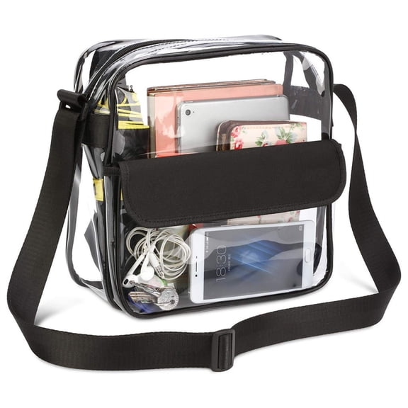 Stadium Clear Bag, Thick Waterproof PVC Stadium Approved Clear Crossbody Bag, Clear Stadium Bag Portable Clear Bag for Stadium Events 10×3.5×10 Inch