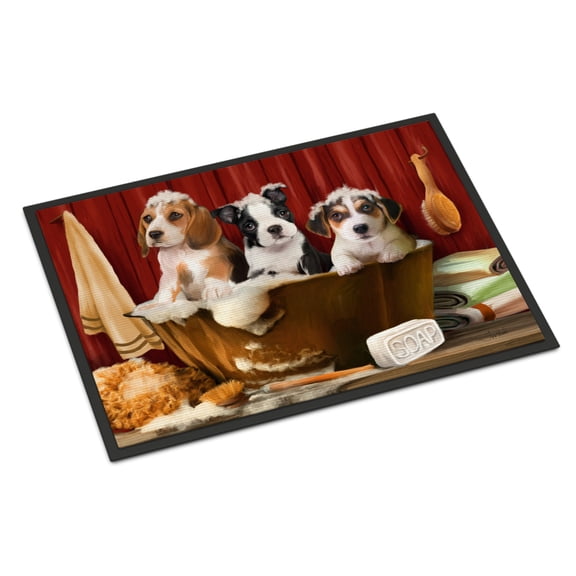 Beagle, Boston Terrier and Jack Russel in the Tub Door Mat