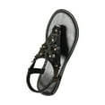 thumbnail image 2 of Xunlbb Clearance Sale Sandals! Glamorous Outdoors T-strap Flat Sandals Women Flower Decor Toe Post Thong Sandals, 2 of 7