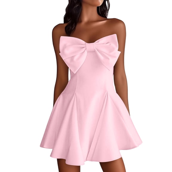 Stichou Short Homecoming Dress for Teens Ruffle Mini Prom Dresses Satin Cute A Line Puffy Formal Cocktail Dress Pink S