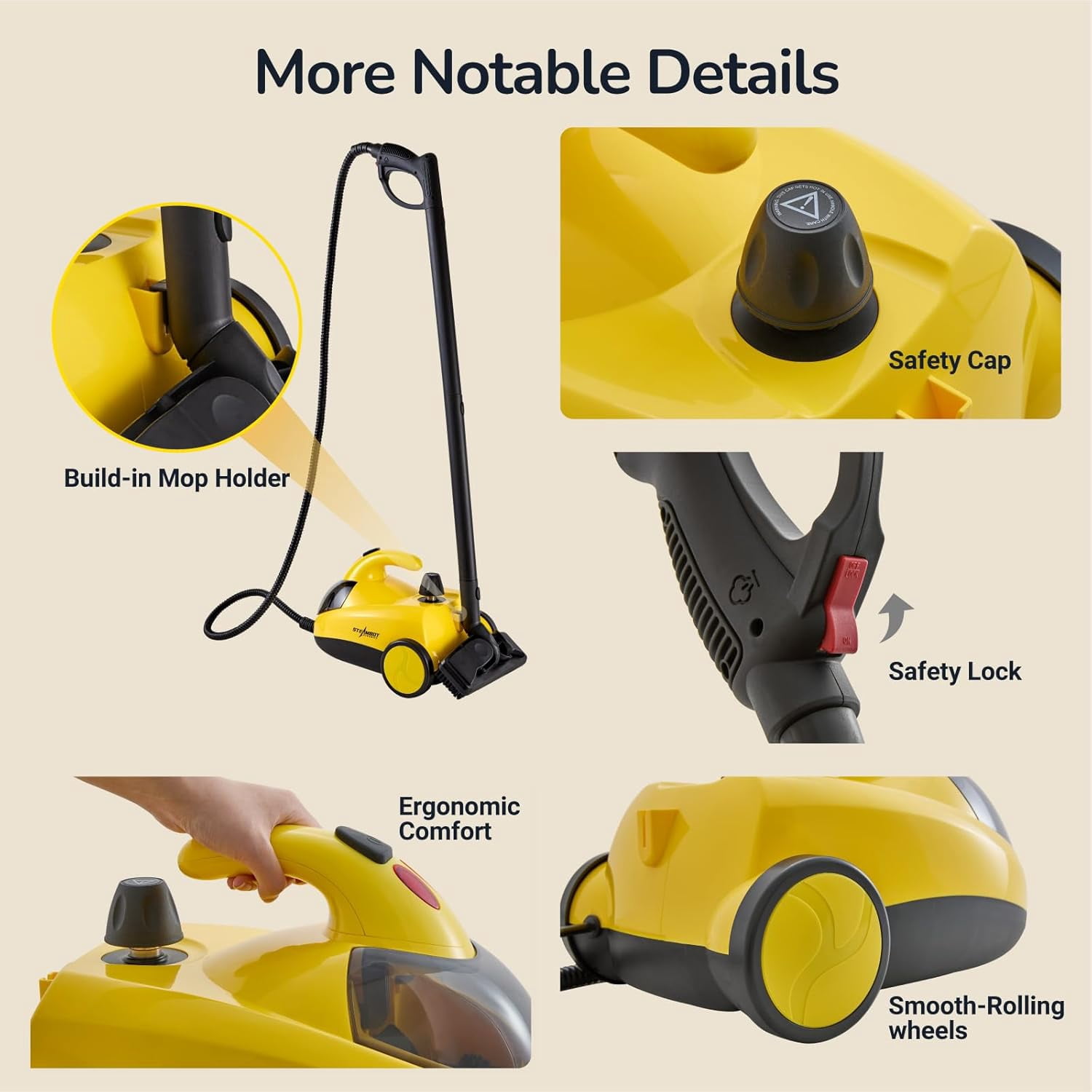 STEAMBOT  Steam Cleaner with 28-in-1 powerful,Applicable to different floor materials Strong rotational force and convenient to use