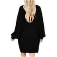 thumbnail image 4 of DailyTrove Womens V-Neck Long Sleeve Oversized Fuzzy Mid-Calf Polyester Dress - Christmas-Ready Casual Wear for Women, 4 of 6