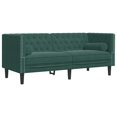 thumbnail image 3 of vidaXL 2 Piece Chesterfield Sofa Set with Bolsters Dark Green Velvet, 3 of 5