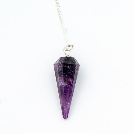 1906 Gem - Natural Amethyst Gemstone Rock Crystal Hexagonal Pointed Reiki Chakra Pendant Pendulum