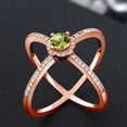 thumbnail image 3 of Gem Stone King 1.37 Ct Round Green Peridot 18K Rose Gold Plated Silver Criss Cross X Ring (Size 7), 3 of 5