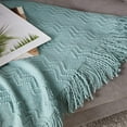 thumbnail image 5 of Navy Throw Blanket Textured Solid Soft Sofa Couch Decorative Knitted Blanket, 60" x 80" Navy, 5 of 5