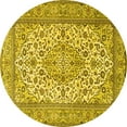 thumbnail image 1 of Ahgly Company Machine Washable Indoor Round Medallion Yellow Traditional Area Rugs, 3' Round, 1 of 4