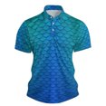 thumbnail image 4 of MIXUE Polo Shirts For Men Fish Scale Print Lapel Button Down Short Sleeve Slim Fit Casual Stylish Tops Sportswear,Blue,XXXXL, 4 of 4